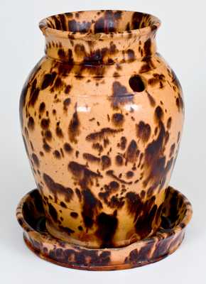 Extremely Rare Redware Bulb Pot, probably William Eby, Conestogo, Ontario, Canada