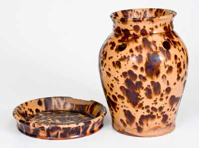 Extremely Rare Redware Bulb Pot, probably William Eby, Conestogo, Ontario, Canada