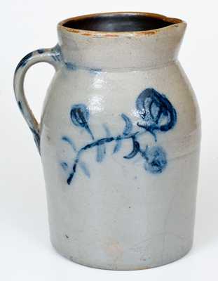 One-Gallon Stoneware Tankard Pitcher with Cobalt Floral Decoration, Ohio origin, circa 1875