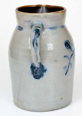 One-Gallon Stoneware Tankard Pitcher with Cobalt Floral Decoration, Ohio origin, circa 1875