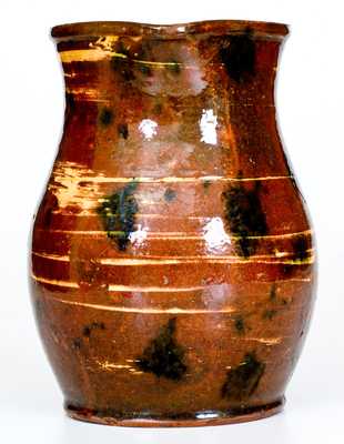 Slip-Decorated Redware Pitcher, attributed to the Lawrence Pottery, Beverly, MA, circa 1870