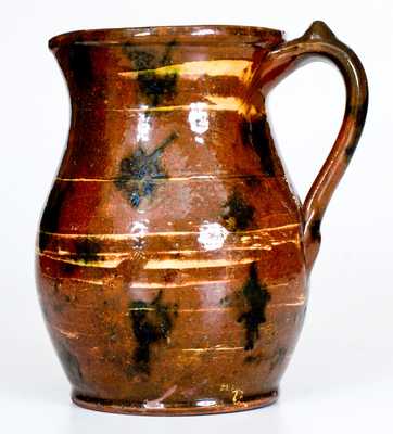 Slip-Decorated Redware Pitcher, attributed to the Lawrence Pottery, Beverly, MA, circa 1870