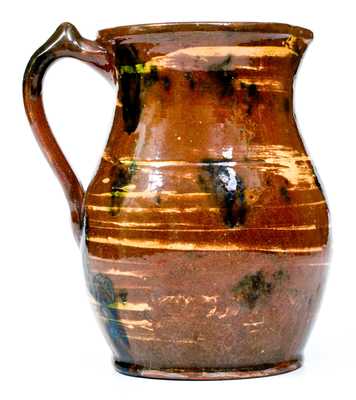 Slip-Decorated Redware Pitcher, attributed to the Lawrence Pottery, Beverly, MA, circa 1870