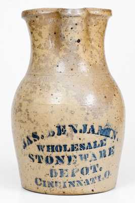 One-Gallon Stenciled Stoneware Pitcher, Cincinnati, Ohio, origin, circa 1875