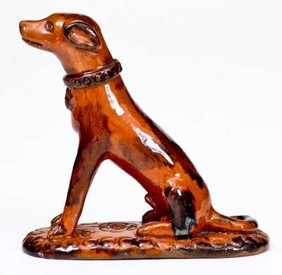 Antique American Redware Dog Figure, probably Pennsylvania origin
