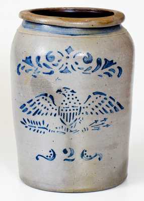 Two-Gallon Stephen H. Ward, West Brownsville, PA Stoneware Eagle Jar