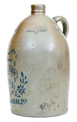 J. HAMILTON & CO. / GREENSBORO, PA Stoneware Jug with Stenciled Shield Motif