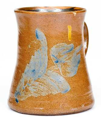 Extremely Rare att. Pfaltzgraff Stoneware Mug w/ Cobalt Floral Decoration