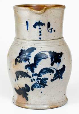 One-Gallon Stoneware Pitcher with Cobalt Foliate Decoration, probably NJ, c1855