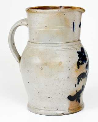 One-Gallon Stoneware Pitcher with Cobalt Foliate Decoration, probably NJ, c1855