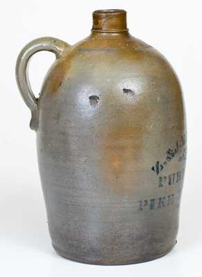 Rare One-Gallon Stoneware Jug with Pike Run, PA Advertising, Western PA origin