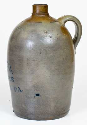Rare One-Gallon Stoneware Jug with Pike Run, PA Advertising, Western PA origin