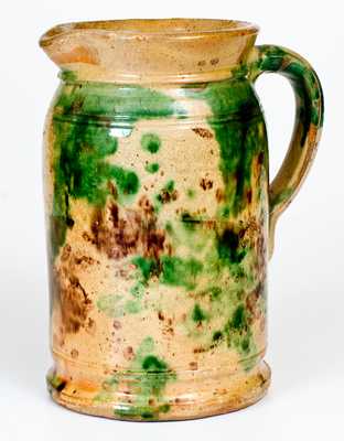 Multi-Glazed Redware Tankard Pitcher, Strasburg, VA origin, late 19th century