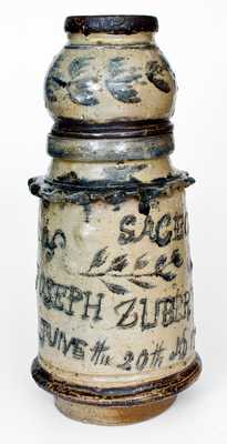 Exceptional Stoneware Memorial Urn, probably Central PA origin, made for Potter Joseph Zuber