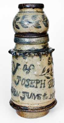 Exceptional Stoneware Memorial Urn, probably Central PA origin, made for Potter Joseph Zuber