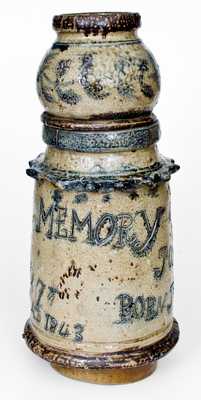 Exceptional Stoneware Memorial Urn, probably Central PA origin, made for Potter Joseph Zuber