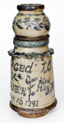 Exceptional Stoneware Memorial Urn, probably Central PA origin, made for Potter Joseph Zuber