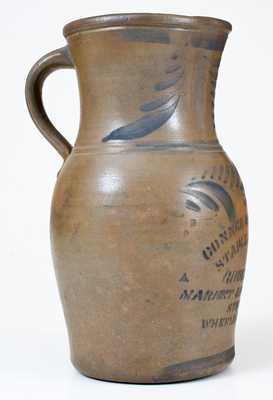 Very Rare One-Gallon Wheeling, WV Stoneware Advertising Pitcher