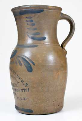 Very Rare One-Gallon Wheeling, WV Stoneware Advertising Pitcher