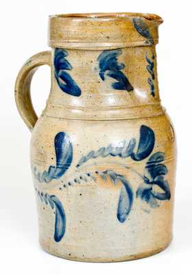 Scarce att. Shenfelder, Reading, PA One-Gallon Stoneware Pitcher w/ Cobalt Floral Decoration