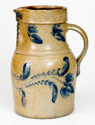 Scarce att. Shenfelder, Reading, PA One-Gallon Stoneware Pitcher w/ Cobalt Floral Decoration