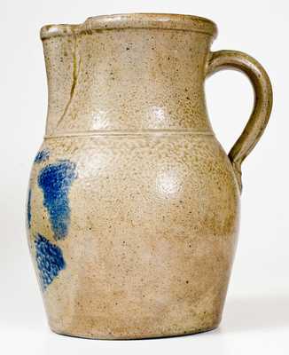 One-and-a-Half-Gallon Ohio Stoneware Pitcher w/ Cobalt Tornado Decoration, c1880