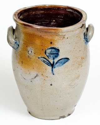 Attrib. Jonathan Fenton, Boston Stoneware Jar w/ Impressed Floral Decoration, late 18th century
