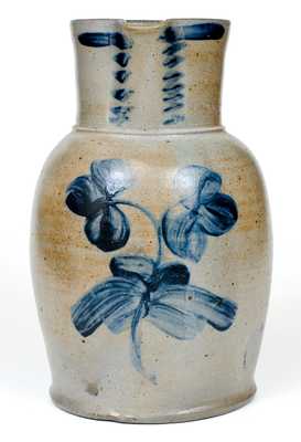 Two-Gallon Baltimore Stoneware Pitcher with Cobalt Clover Decoration