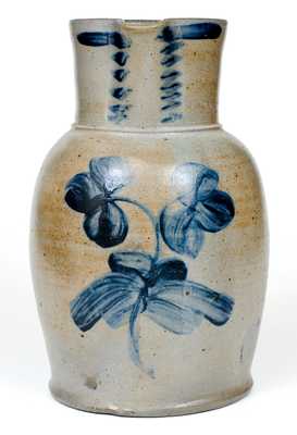 Two-Gallon Baltimore Stoneware Pitcher with Cobalt Clover Decoration