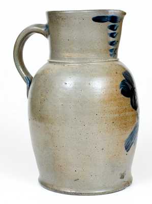 Two-Gallon Baltimore Stoneware Pitcher with Cobalt Clover Decoration
