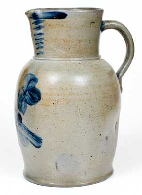 Two-Gallon Baltimore Stoneware Pitcher with Cobalt Clover Decoration