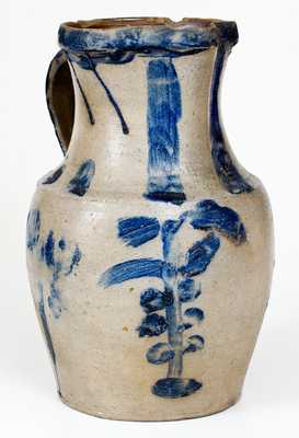 One-Gallon Cobalt-Decorated Stoneware Pitcher, Inscribed