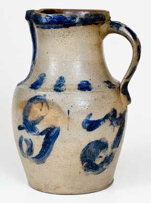 One-Gallon Cobalt-Decorated Stoneware Pitcher, Inscribed