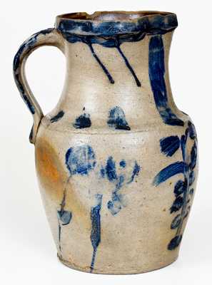 One-Gallon Cobalt-Decorated Stoneware Pitcher, Inscribed