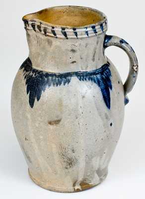 Extremely Rare SOLOMON BELL (Winchester, VA) Cobalt-Decorated Stoneware Pitcher, c1840