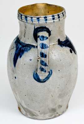 Extremely Rare SOLOMON BELL (Winchester, VA) Cobalt-Decorated Stoneware Pitcher, c1840