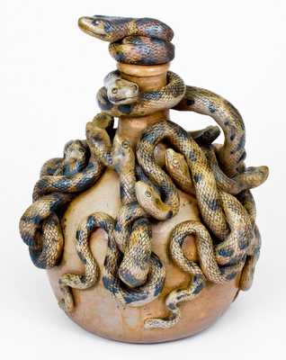 Important and Outstanding Anna Pottery Stoneware Snake Jug