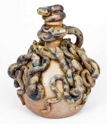 Important and Outstanding Anna Pottery Stoneware Snake Jug