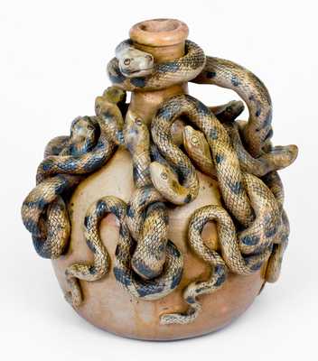 Important and Outstanding Anna Pottery Stoneware Snake Jug