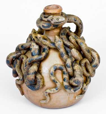 Important and Outstanding Anna Pottery Stoneware Snake Jug