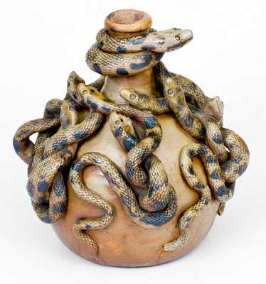 Important and Outstanding Anna Pottery Stoneware Snake Jug