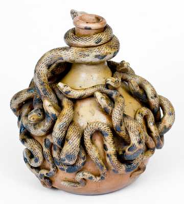 Important and Outstanding Anna Pottery Stoneware Snake Jug