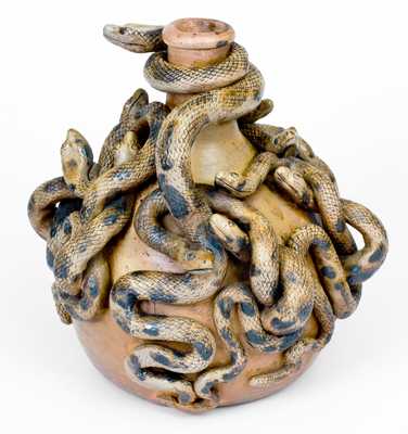 Important and Outstanding Anna Pottery Stoneware Snake Jug
