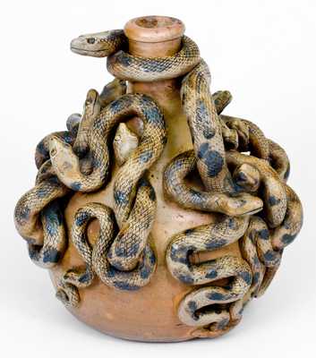 Important and Outstanding Anna Pottery Stoneware Snake Jug