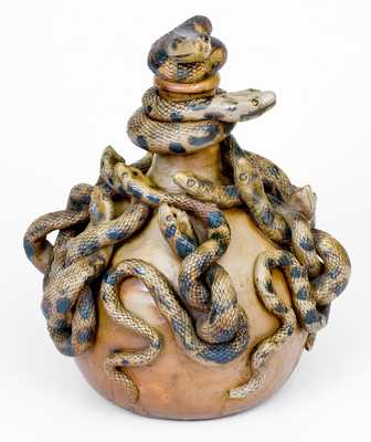 Important and Outstanding Anna Pottery Stoneware Snake Jug