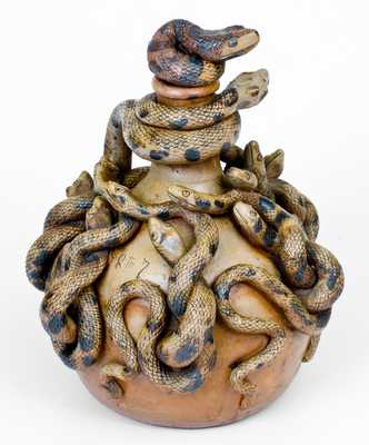 Important and Outstanding Anna Pottery Stoneware Snake Jug