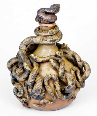 Important and Outstanding Anna Pottery Stoneware Snake Jug