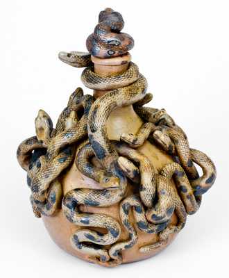 Important and Outstanding Anna Pottery Stoneware Snake Jug