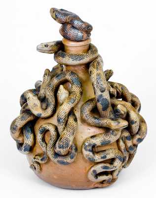 Important and Outstanding Anna Pottery Stoneware Snake Jug