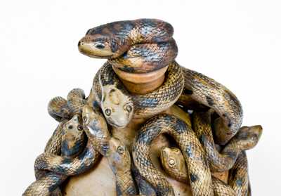 Important and Outstanding Anna Pottery Stoneware Snake Jug